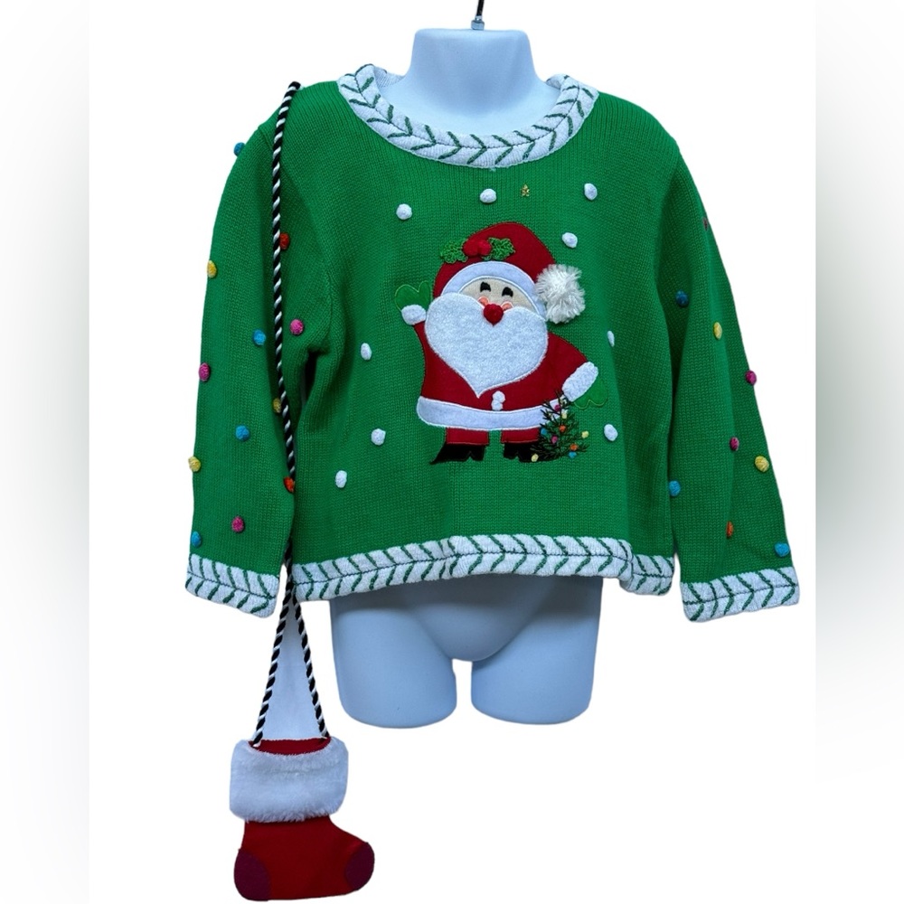 Jack B. quick girl’s youth Santa green pullover sweater size 6X